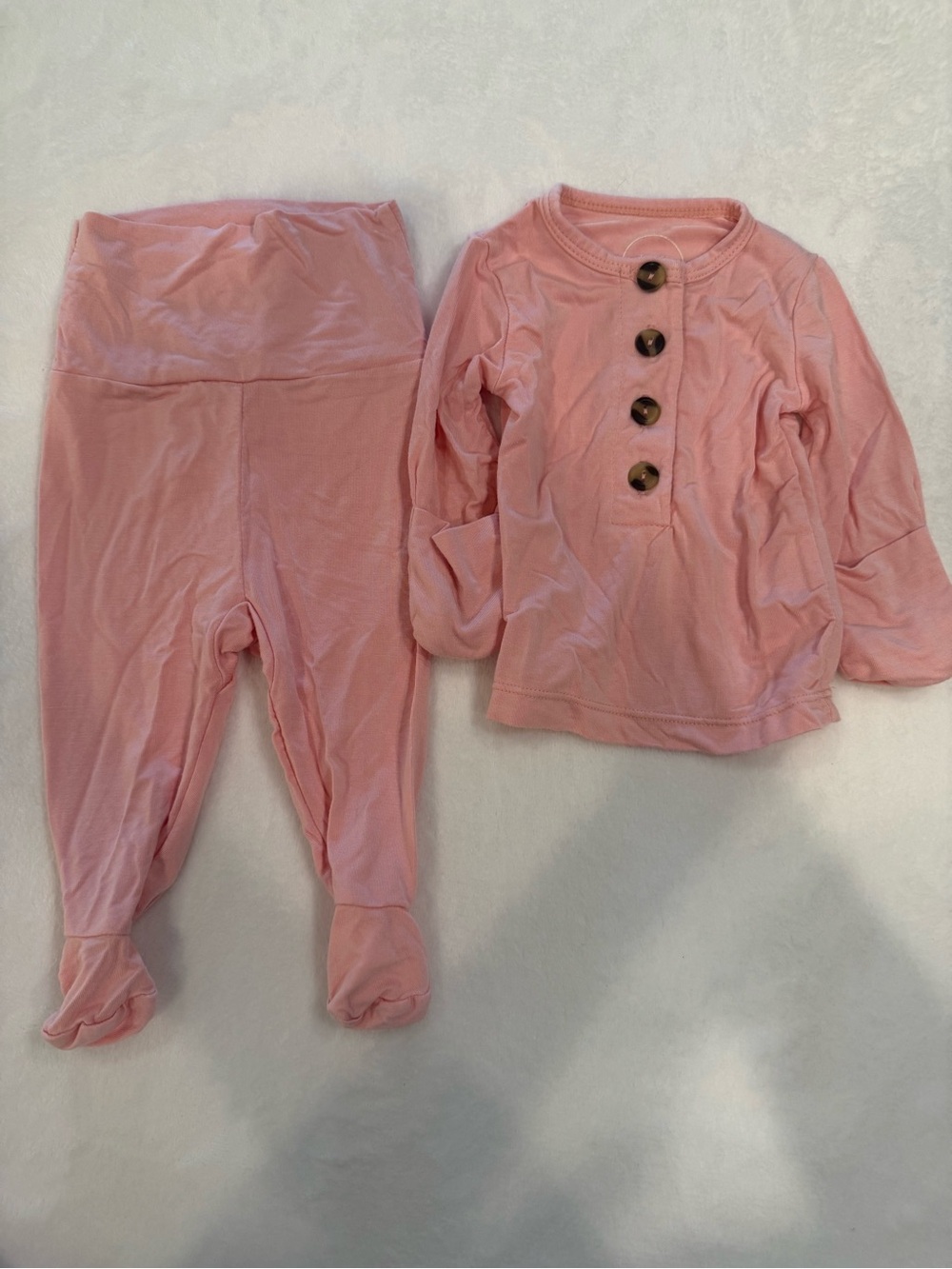 Lou Lou & Company Light Pink Button-Front Footed Pajama Set